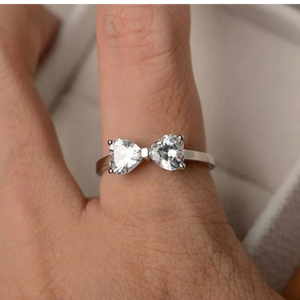 Heart To Heart Rings 925 Silver  White Sapphire - Picture 3 of 4